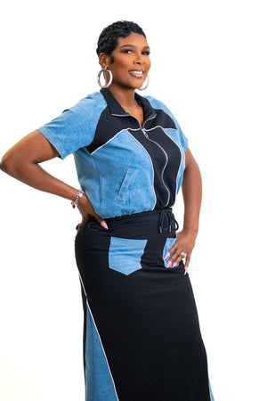 Denim/Black 2 pc Set